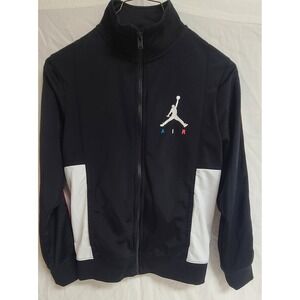 Girls Air Jordan Jacket Size M 10-13 Black Striped Zip Up Athletic